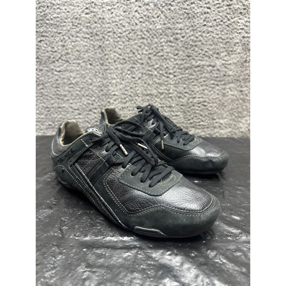 Diesel Korbin II Cow Leather Lace-Up Low Top Sneakers Black Mens Size 10 US